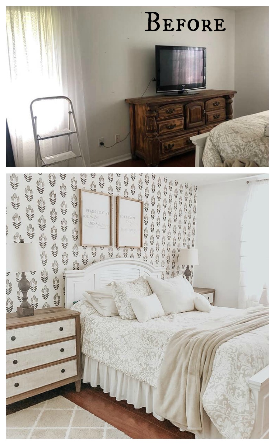 Room transformation with patterned wallpaper